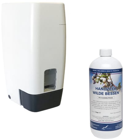 Zeepdispenser 1 liter kunststof hervulbaar + 1 liter handzeep Wilde Bessen
