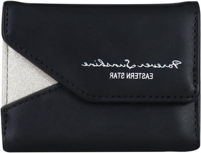 Andiker Trifold Damesportemonnee van PU-leer, met 1 vak voor contant geld en 6 kaartsleuven, lichte draagbare kleine portemonnee voor werk, winkelen, reizen, zwart, 10,5*8,3*2,5, Hedendaags