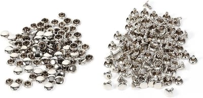 100 Stuks Zilveren Rivets, 80 x 80 mm, Dubbele Caps, Holle Metaal Rivets voor Tassen, Schoenen en Hoeden