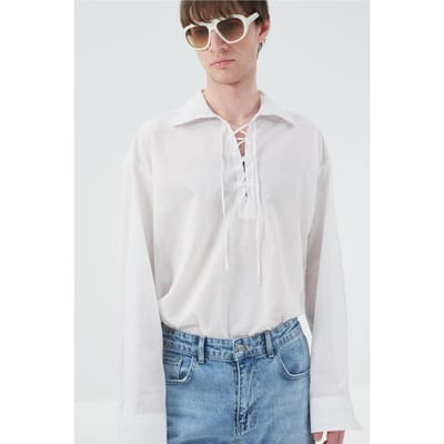 Heren Katoenen Poplin Strikblouse