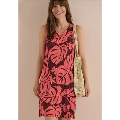 Knielange jersey jurk met V-hals en print
