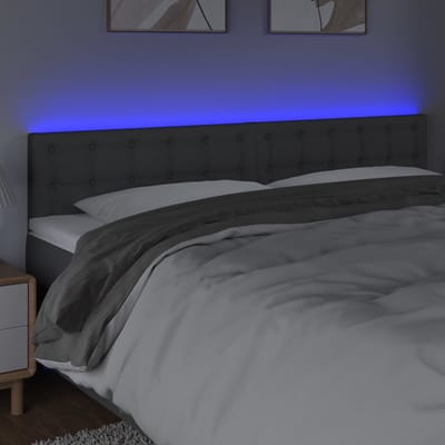vidaXL - Hoofdbord - LED - 160x5x78/88 - cm - stof - donkergrijs