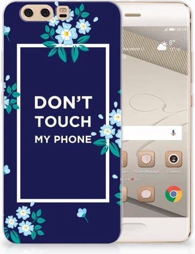 Huawei P10 Plus Silicone-hoesje Flowers Blue DTMP