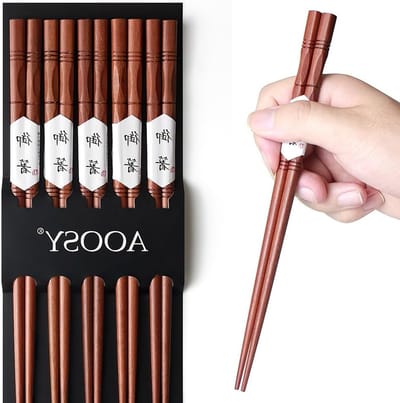 Set van 5 Paar Japanse Houten Eetstokjes - Herbruikbaar, Vaatwasserbestendig en 22,5 cm Lang