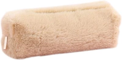 Schattige Pluche Pennenzak in 5 Kleuren - Zachte Fluffy Pennenhouder, Make-up Tas met Rits voor Meisjes in Khaki, Grijs, Donkerroze, Lichtroze en Zwart