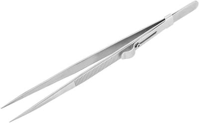 Pincet Roestvrij Staal - Precisie Tang - Sieraden Maken - Antislip Met Slot - 164 mm - Zilver