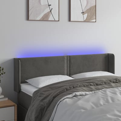 vidaXL - Hoofdbord - LED - 147x16x78/88 - cm - fluweel - donkergrijs
