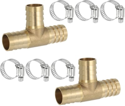 Dailygoody - Brass Tee Hose Fitting - 3-Weg T-Stuk - Voor soepele vloeistofdoorstroming - Goud - Voor water en gas - Ideaal voor irrigatie en laboratori