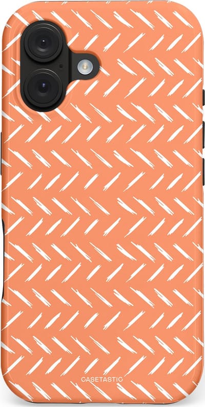 Casetastic hoesje geschikt voor Apple iPhone 16 - MagSafe - Dubbellaagse bescherming - Oranje Witte Nederland Cross Patroon - Fashion Case - Terracotta Zand