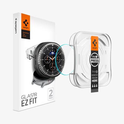 Spigen Screen Protector Geschikt voor Samsung Galaxy Watch 8 Classic - EZ Fit GLAS.tR - 9H Tempered Glass - Case Friendly - Gemakkelijke Installatie - 2-Pack