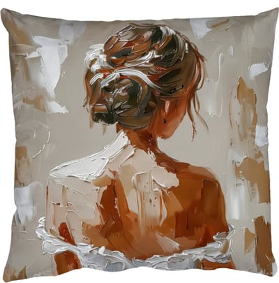 Sierkussens - Kussentjes Woonkamer - 50x50 cm - Vrouw - Verf - Abstract - Beige - Modern