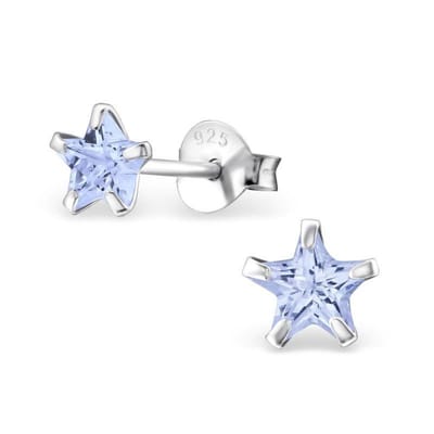 Aramat Jewels | Oorbellen | Zilveren Zirkonia Ster Oorstekers – Meerdere Kleuren & Maten 925 Zilver | 5mm / Lila | | | Zilver | Kinderen, Volwassenen | Verkleurd niet