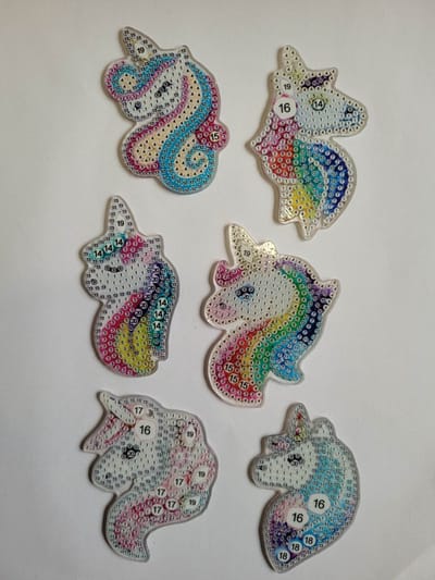 Diamond painting sleutelhangers unicorns (6 stuks) dubbelzijdig te beplakken