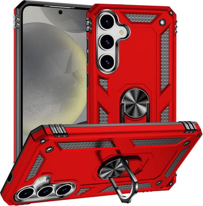 Coverup Hoesje - Geschikt voor Samsung Galaxy S25 Hoesje - Coverup Ring Kickstand Back Cover - Rood