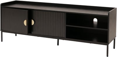 TV-rek MCW-O39, TV-meubel TV-tafel Lowboard TV-kast Commode, melamine MDF 56x150x40cm ~ houtlook zwart