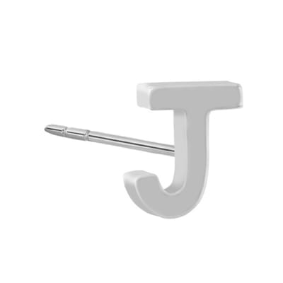 New Bling 9NB-908J - Zilveren oorsteker Letter J – Rhodium Plated – 4 mm – Per Stuk
