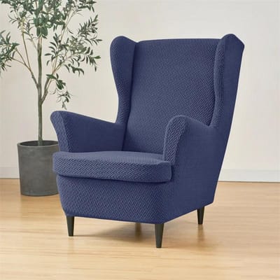 Housses de fauteuil à oreilles en jacquard de couleur unie, extensibles, avec coussin d'assise, pour canapé, maison