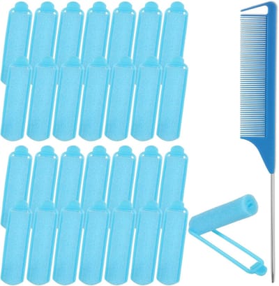 Set van 29 Zelfklevende Haarrollers, Warmtevrije Schuimkrullers voor Lang, Middellang en Kort Haar, Perfect voor Krullen en Volume