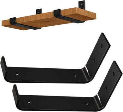 Zware Plankhouders - Wandsteunen Hoekbeugels - Diy Planken Maken - Industriële L-vorm - 20 cm - Zwart