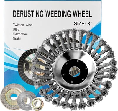 Weed Brush voor Brush Cutter - 200 x 25.4 mm - Draadborstel voor Onkruidverwijdering - Onkruidtrimmer met Tegenmoer - Effectieve Onkruidverwijdering