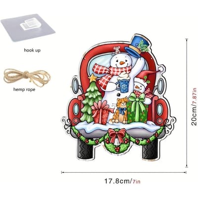 1 pièce Étiquette en bois de Noël Bonhomme de neige pour voiture, Étiquette en bois Décoration de fenêtre Vacances Maison, Cadeaux créatifs de Noël small