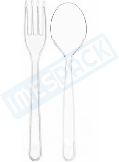 Reusable 100st. Lepel + 100st. Vork - TRANSPARANT - 18 cm - bestek - IMES