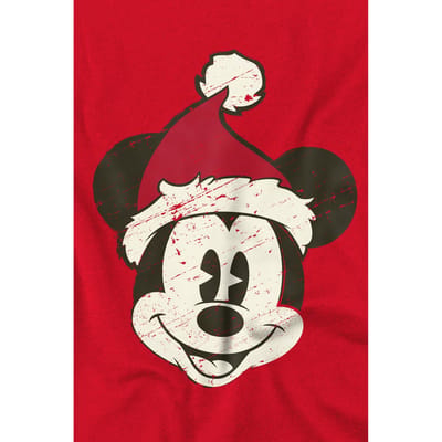 Disney Heren Mickey Mouse Kerstman Gezicht T-Shirt (Rood)
