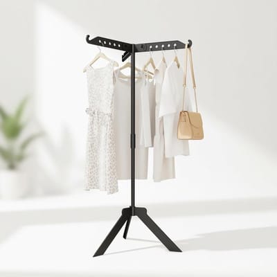 Maison Elara Droogrek voor kleding, 360° rotatie, opvouwbaar, in hoogte verstelbaar tot 136 cm, zwart