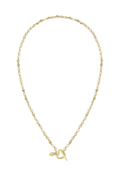 Ketting Gem Stone Heart - Natuursteen - Hematiet - Beige