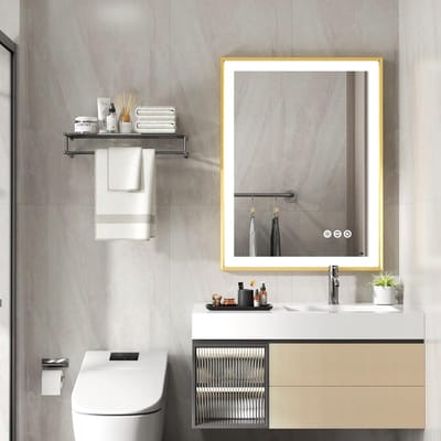 Verlichte Badkamerspiegel 80 x 60 cm met Touch-schakelaar en 3 Kleuren - Slimme Spiegel met Anticondens en Geïntegreerde Verlichting