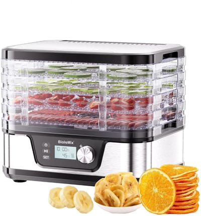 Noordvale Voedseldroger - Dehydrator - fruitdroger - 5 Laags - met Digitale Timer - met Temperatuurregeling - BPA-vrij - Zilver