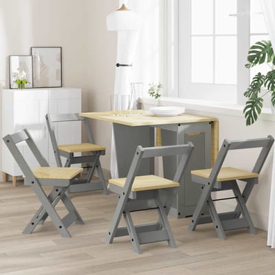 vidaXL - Klapstoelen - 4 - stuks - "Corona" - Grijs - Massief - Grenenhout