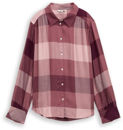 Tom Tailor - Plus Size - Overhemdblouse met ruitjespatroon - Maat 46 - berry rose check