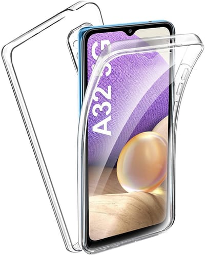 Hoesje Geschikt Voor Samsung Galaxy A32 5G Dual TPU Case hoesje 360° Cover 2 in 1 Case ( Voor en Achter) Transparant