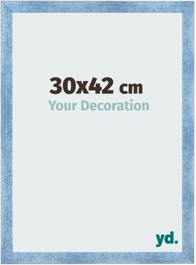 Your Decoration - Fotolijst 30x42 cm - MDF - Helder Blauw Geveegd - Pisa