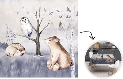 Tafelkleed - Tafellaken - 180x180 cm - Dieren - Winter - Hert - Binnen en Buiten
