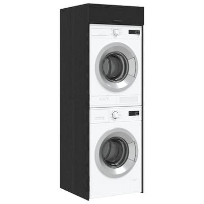 vidaXL - Wasmachinekast - Zwart - Eiken - 67,5 - x - 68 - x - 200 - cm - Bewerkt - hout