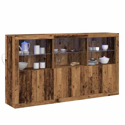 vidaXL - LED - Dressoir - Oudhout - 181,5 - x - 37 - x - 100 - cm - Bewerkt - hout