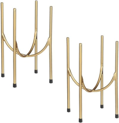 Mica Decorations - bloempot plantenstandaard/verhoger - goud - 2x stuks - H25 x D17 cm