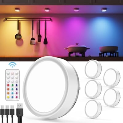 Draadloze RGB Kastverlichting met Afstandsbediening - Oplaadbare LED Spots met Dimbaar Licht voor Keuken en Vitrine