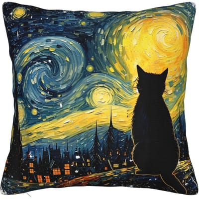Van Gogh Sterrennacht Santa Kerstmis Winter Besneeuwde Nacht Kussensloop Kussenhoes Plaid Kussenhoes Hoes Huis Groothandel 45X45cm 30x30cm