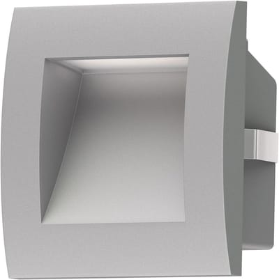 LED Inbouw Wandlamp - Buitenlamp Downlight - Terras Verlichting - IP65 Spatwaterdicht - 90 x 90mm - Grijs Mat
