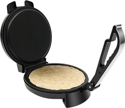 Roti Maker - Pannenkoekenpan - Ontbijt Maken - Dubbelzijdige Verwarming - 34x26x19.5 cm - Zwart Zilver