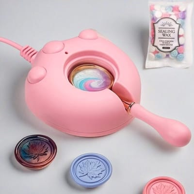 UNIEGG® Elektrische Zegelwax Smelter Set | Roze Verwarmingsstation met Roze Lepel & Mix van 30gram Waxzegels