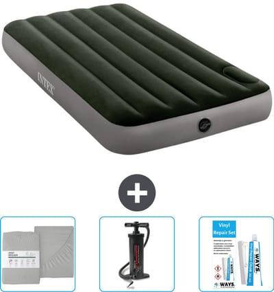 Intex Luchtbed - 1-Persoons - 99 x 191 x 25 cm - Groen - Inclusief Hoeslaken - Pomp en Reparatieset
