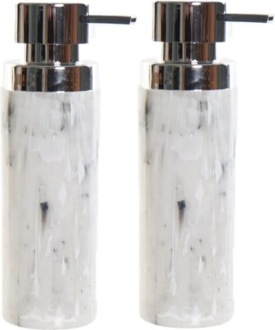Items Zeeppompje/dispenser - 2x - 22 cm - polystone - marmer look - 400 ml - navulbaar - toilet/badkamer