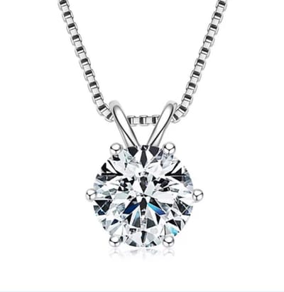 Selevie Ketting Witgoud met Brilliant Moissanite hanger 2ct VVS rond - Necklace whitegold round cut Moissanite 2.ct