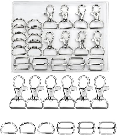 30 Stuks D Ringen en Draaihaakjes voor Portemonnee, Tasaccessoires en Sleutelhangers, Ideaal voor Tasprojecten en Creatieve DIY