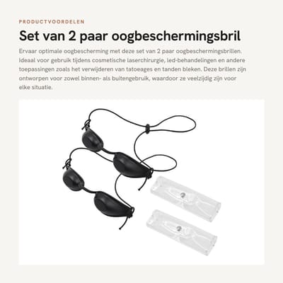 Dailygoods- Oogbeschermingsbril Set van 2 - Zonnebril - Lichttherapie - Infrarood LED - IPL UV - Kunststof, Zwart, 34 g