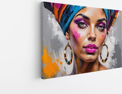 Saammp Canvas Schilderij - Vrouw - Kleurrijk - abstract - 30x20 - Foto op canvas - Wanddecoratie - Muurdecoratie Woonkamer - Slaapkamer decoratie - Canvas Print